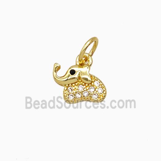 Copper Elephant Pendant Pave Zirconia Gold Plated