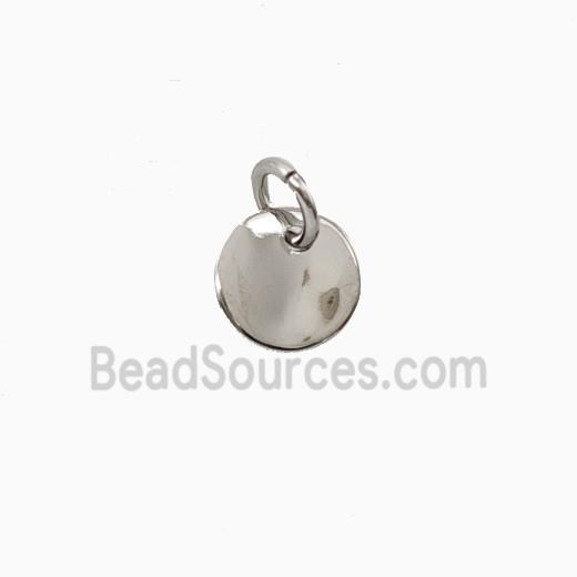 Copper Circle Pendant Flat Platinum Plated