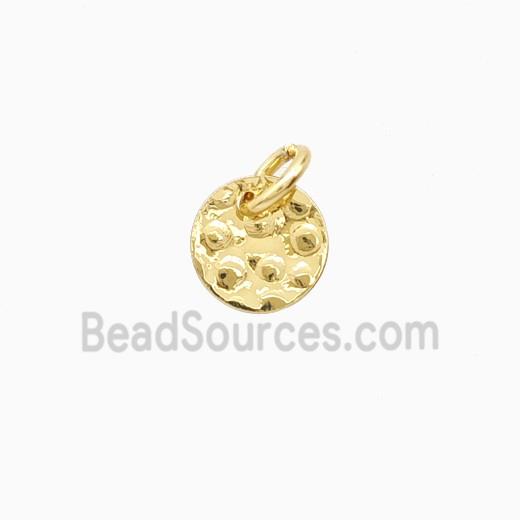 Copper Circle Pendant Hammered Flat Gold Plated