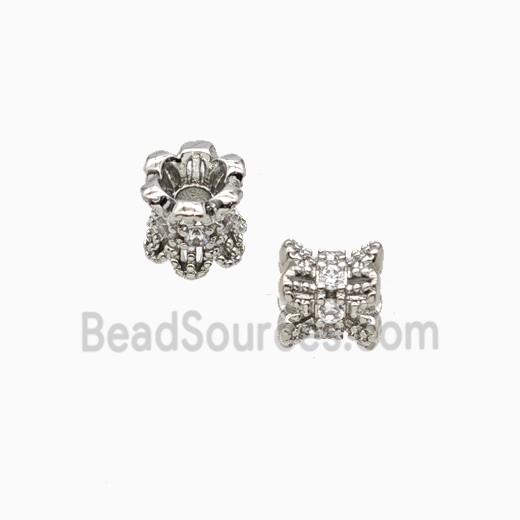 Copper Beadcaps Pave Zirconia Double Platinum Plated