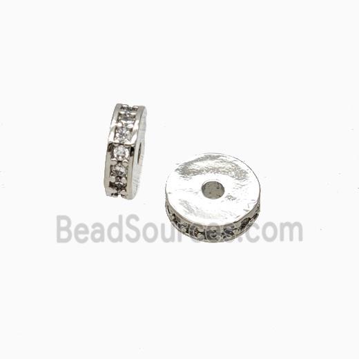 Copper Heishi Spacer Beads Pave Zirconia Platinum Plated