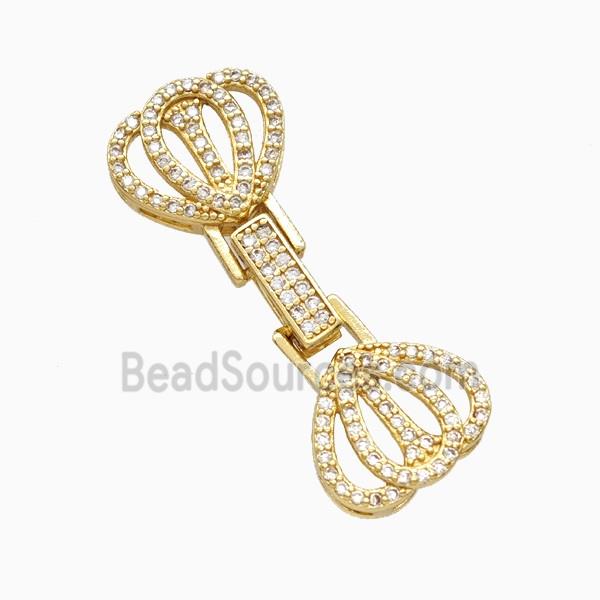 Copper Crown Clasp Pave Zirconia Gold Plated
