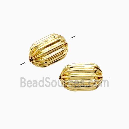 Copper Tube Beads Ribbed Gold Plated