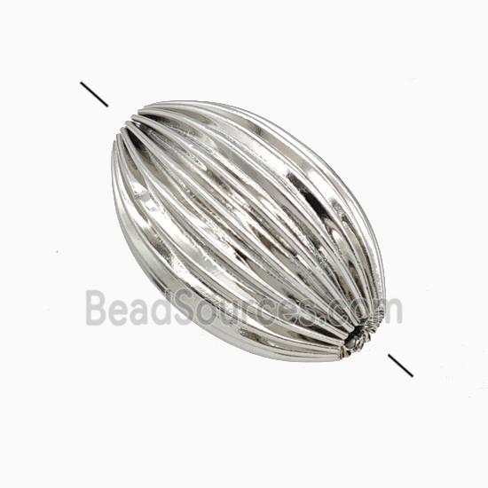 Copper Rice Beads Ribbed Platinum Plated