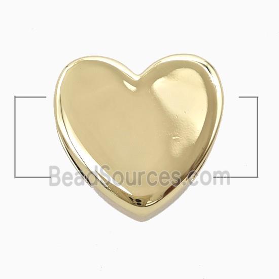 Copper Heart Beads Flat Hole Gold Plated