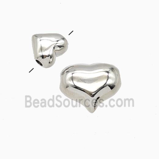 Copper Heart Beads Platinum Plated