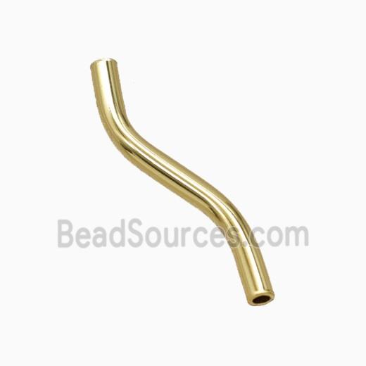Copper Tube Beads Curving Gold Plated