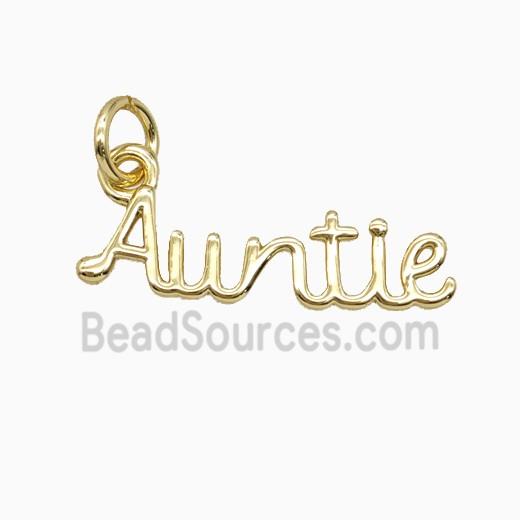 Copper Letter Auntie Pendant Gold Plated