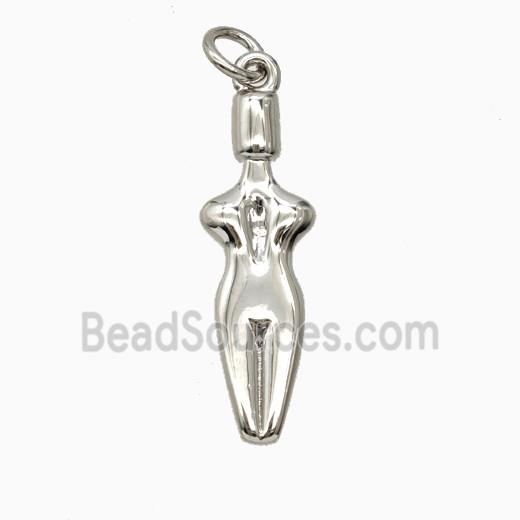 Female Body Charms Copper Pendant Platinum Plated