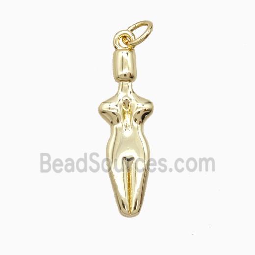 Female Body Charms Copper Pendant Gold Plated