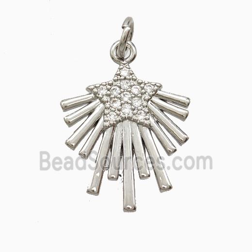 Copper Star Pendant Pave Zirconia Platinum Plated