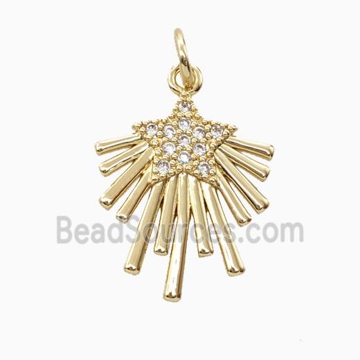 Copper Star Pendant Pave Zirconia Gold Plated
