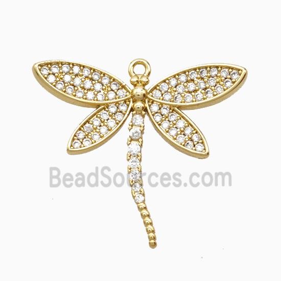 Copper Dragonfly Pendant Pave Zirconia Gold Plated