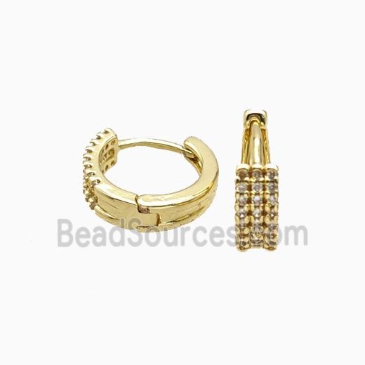 Copper Hoop Earrings Pave Zirconia Gold Plated