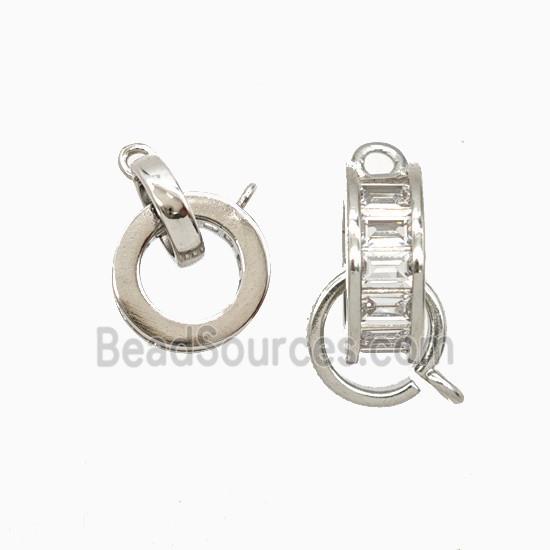 Copper Circle Pendant Pave Zirconia Platinum Plated