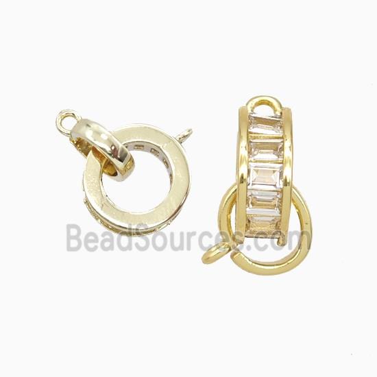 Copper Circle Pendant Pave Zirconia Gold Plated