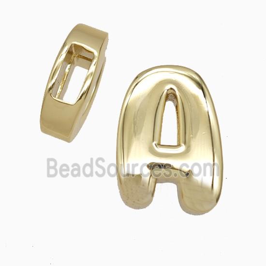 Copper Letter-A Beads Flat Hole Gold Plated