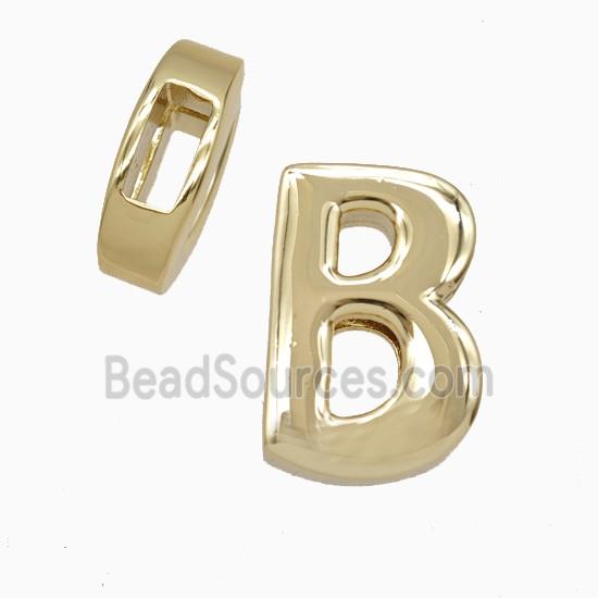 Copper Letter-B Beads Flat Hole Gold Plated