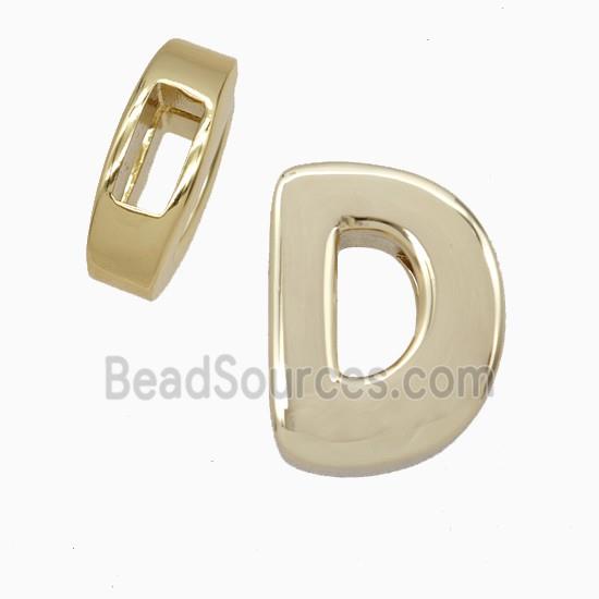 Copper Letter-D Beads Flat Hole Gold Plated