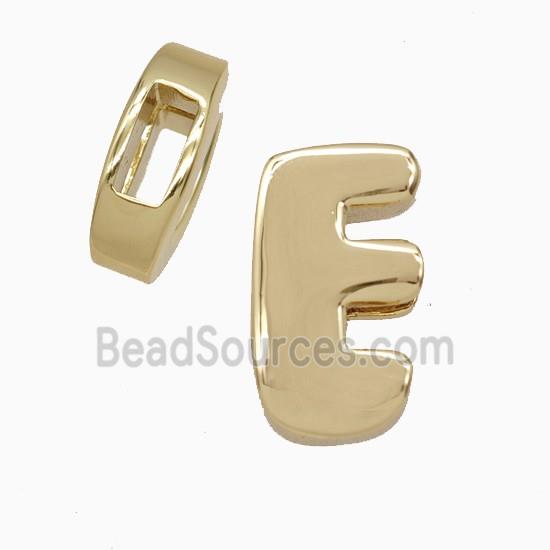 Copper Letter-E Beads Flat Hole Gold Plated