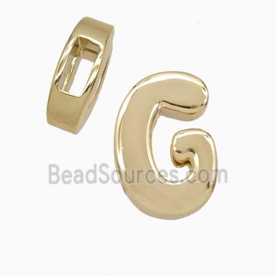 Copper Letter-G Beads Flat Hole Gold Plated