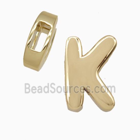 Copper Letter-K Beads Flat Hole Gold Plated