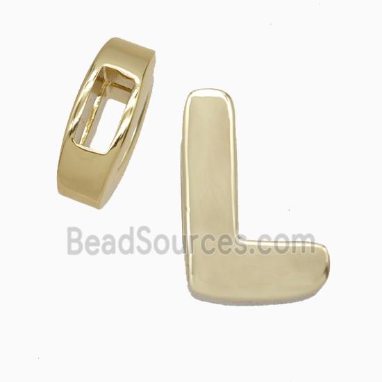 Copper Letter-L Beads Flat Hole Gold Plated
