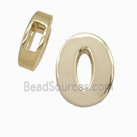 Copper Letter-O Beads Flat Hole Gold Plated
