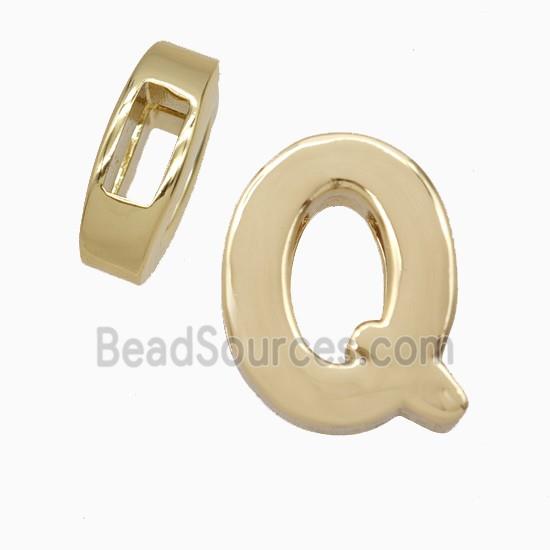 Copper Letter-Q Beads Flat Hole Gold Plated