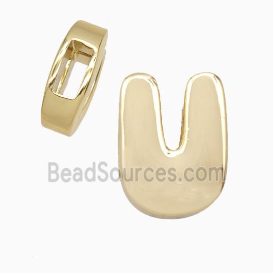 Copper Letter-U Beads Flat Hole Gold Plated