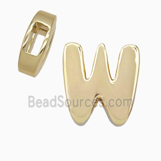 Copper Letter-W Beads Flat Hole Gold Plated