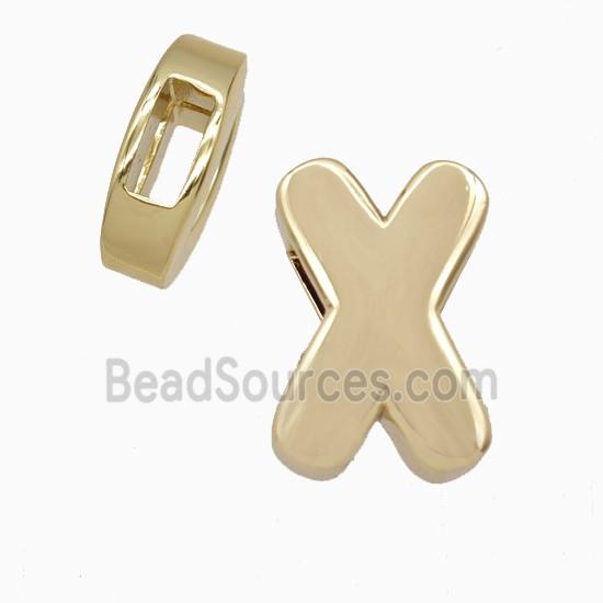 Copper Letter-X Beads Flat Hole Gold Plated