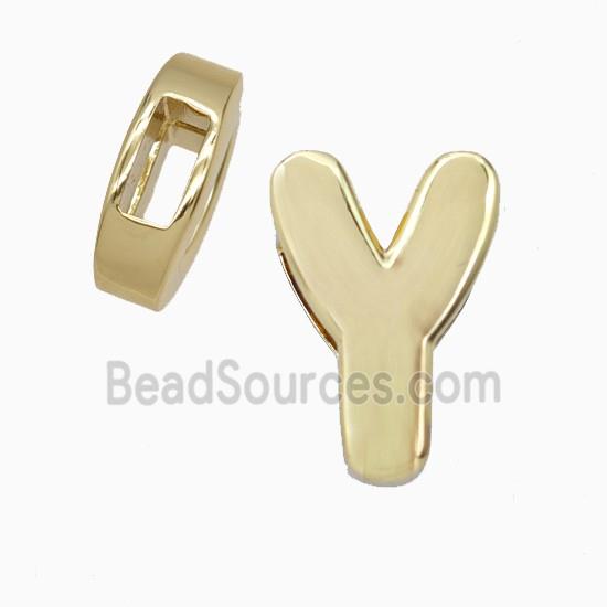 Copper Letter-Y Beads Flat Hole Gold Plated