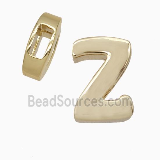 Copper Letter-Z Beads Flat Hole Gold Plated