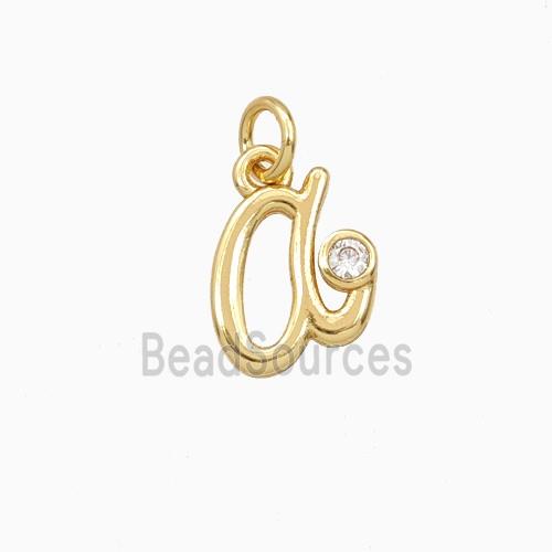 Copper Letter-a Pendant Pave Zirconia Gold Plated