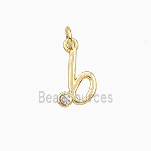Copper Letter-b Pendant Pave Zirconia Gold Plated