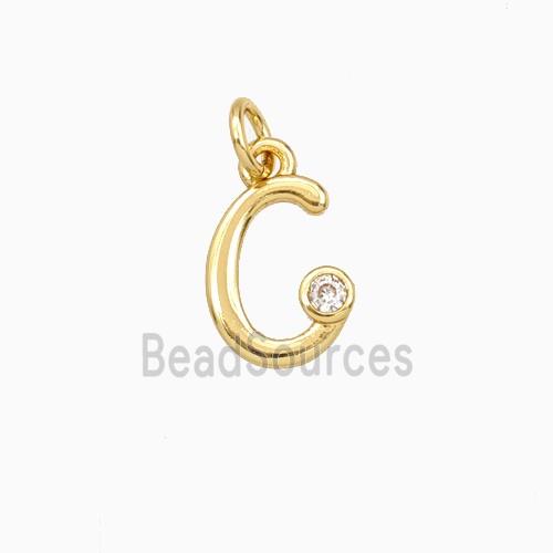 Copper Letter-c Pendant Pave Zirconia Gold Plated