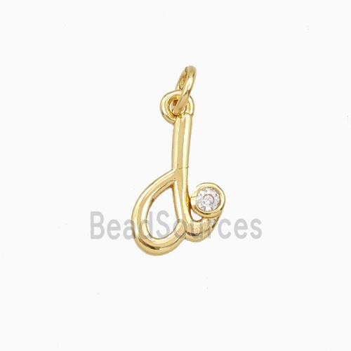 Copper Letter-d Pendant Pave Zirconia Gold Plated