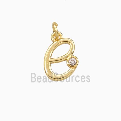 Copper Letter-e Pendant Pave Zirconia Gold Plated