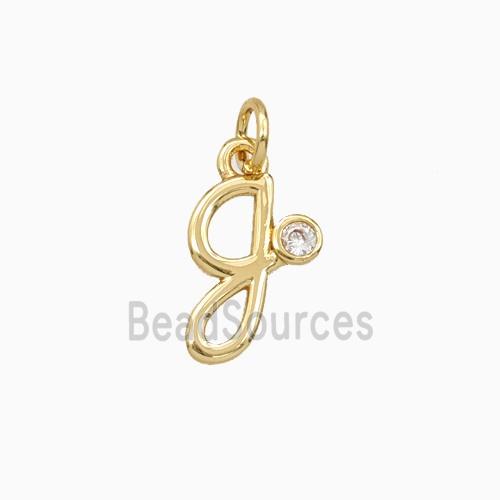 Copper Letter-g Pendant Pave Zirconia Gold Plated
