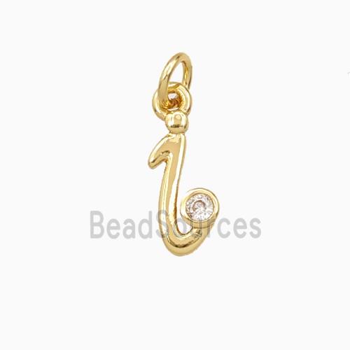 Copper Letter-i Pendant Pave Zirconia Gold Plated