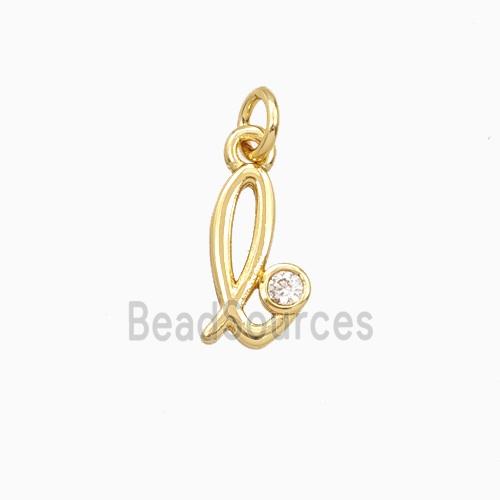 Copper Letter-l Pendant Pave Zirconia Gold Plated
