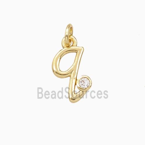 Copper Letter-q Pendant Pave Zirconia Gold Plated