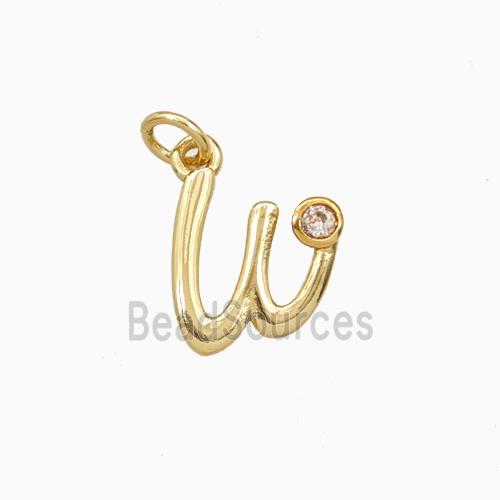 Copper Letter-w Pendant Pave Zirconia Gold Plated
