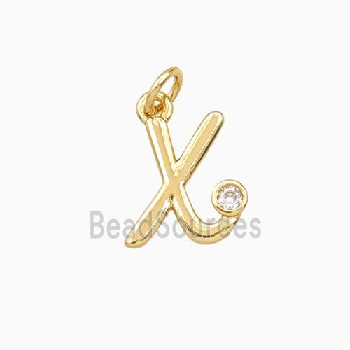 Copper Letter-x Pendant Pave Zirconia Gold Plated