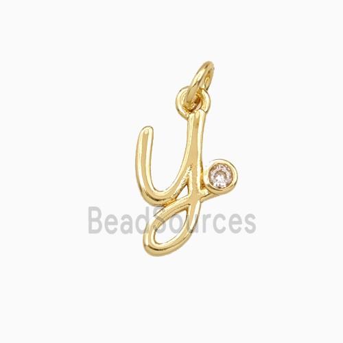 Copper Letter-y Pendant Pave Zirconia Gold Plated