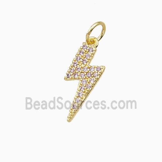 Copper Lightning Pendant Pave Zirconia Gold Plated