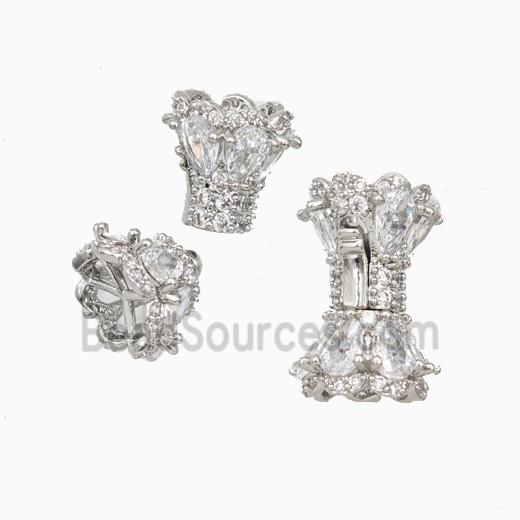Copper Screw Clasp Pave Zirconia Platinum Plated