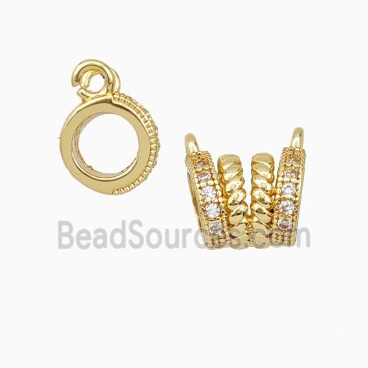 Copper Rings Pendant Pave Zirconia Circle 2loops Gold Plated