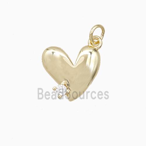 Copper Heart Pendant Pave Zirconia Gold Plated